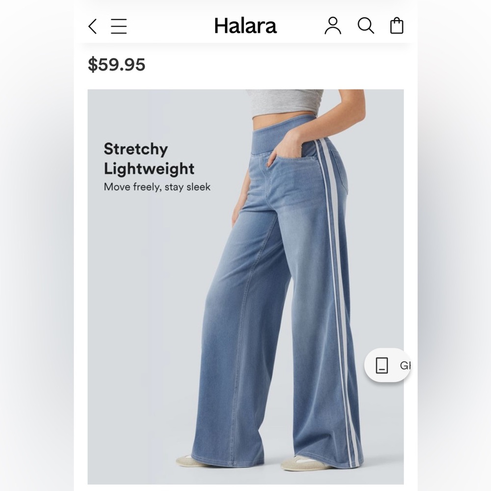 Blue Wide-Leg Pants with White Stripes